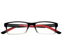 Zippo Lunettes de lecture de, faite avec un cadre de lignes douces, idéale pour les hommes et les femmes, dioptre +2,50, noire ombragée, cannes rouges