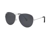 Zippo Lunettes de soleil Homme et Femme, monture gris argenté et verres noirs, polarisantes, design goutte d'eau, monture polycarbonate, protection Uv400