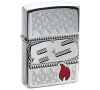 Zippo - Lustre-MultiCut-Epoxy Fill Combo Briquet Tempête, Collectionnable 85e Anniversaire, Chromé Poli Miroir, Rechargeable, Réutilisable, Résistant Au Vent, Coffret Cadeau, Fabrication États-Unis