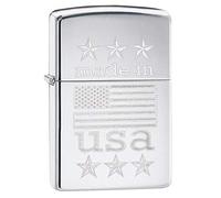 Zippo Made in The USA with Flag Lighter Mixte, Silver, One Size, Argent