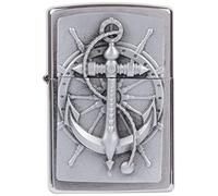 Zippo Orig. Briquet Régulière / Chrome Brossé Emblème Nautic Anchor / Étui
