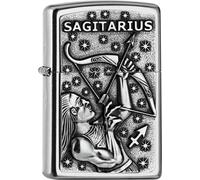 ZIPPO Orig. Briquet Regular / Street Chrom Emblème Sagittaire / Étui Cadeau