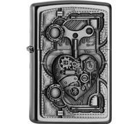 ZIPPO Original Briquet Regular / Chrom Satin Emblème Steam Punk Cœur / Étui