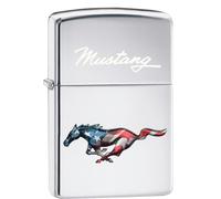 ZIPPO Original Briquet Regular / Chromé Poli Gravé Ford Mustang / Étui