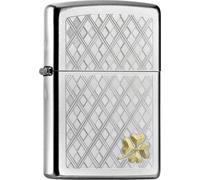 ZIPPO Original Briquet Regular / Chromé Satin Poli Laser Clover / Étui