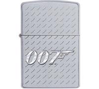 ZIPPO Original Briquet Regular / Satin Chrom Couleur 007 Plaque Métal / Étui