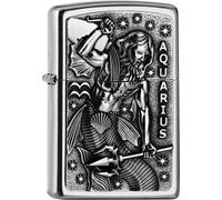ZIPPO Original Briquet Regular / Street Chrom Emblème Aquarius / Étui Cadeau