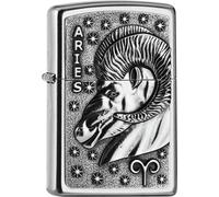 ZIPPO Original Briquet Regular / Street Chrom Emblème Aries / Étui Cadeau