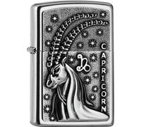 ZIPPO Original Briquet Regular / Street Chrom Emblème Capricorne / Étui Cadeau