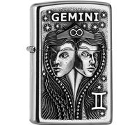 ZIPPO Original Briquet Regular / Street Chrom Emblème Gemini / Étui Cadeau