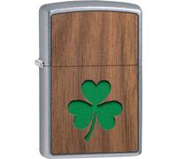 ZIPPO Original Briquet Regular / Street Chromé Emblème Trèfle Double Face / Étui