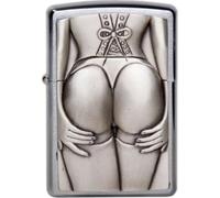 Zippo Original Briquet Régulière / Chrome Brossé Emblème Stocking Fille / Étui