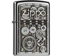 Zippo Original Briquet Régulière/Chrome Satin Finish Emblème Gear Wheels / Étui