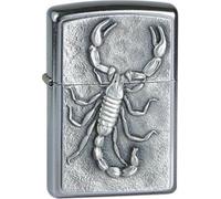 Zippo Original Briquet Régulière / Street Chrome Brossé Emblème Scorpion / Étui