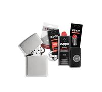 Zippo - pack complet briquet zippo brushed avec mèche essence coton et pierres