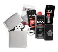 Zippo - pack complet briquet zippo brushed avec mèche essence coton et pierres Neutre