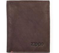 Zippo Porte-feuille Pochette verticale en cuir 12 cm – surpiqûres rouges – marron
