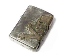 Zippo Skull Crossbones 3-côtés Métal Finition Usée Traitement Japon Limité Huile Briquet