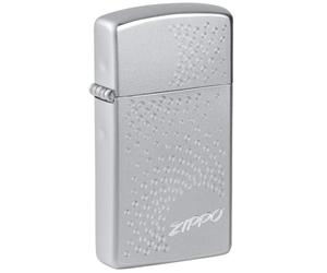 Zippo Slim Dot Design Satin Chrome Pocket Lighter, Silver