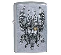 Zippo Viking Warrior Design Street - Briquet de Poche chromé, Taille Unique (29871)