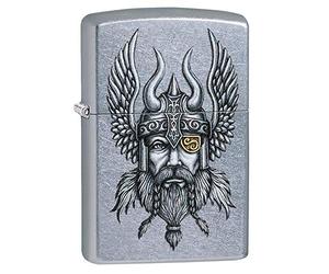 Zippo Viking Warrior Design Street - Briquet de Poche chromé, Taille Unique (29871)