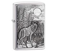 Zippo Wolf Collection - Briquet Coupe-Vent en métal Durable - Meilleur avec l’Essence à Briquet Zippo - Rechargeable - Parfait pour Cigarettes, cigares, Bougies