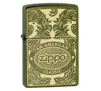 ZIPPO - zippo Logo - Antique Brass - Essence Briquet Coupe-Vent, Rechargeable, dans Une boîte Cadeau de Haute qualité