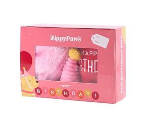 ZippyPaws - Coffret Cadeau d'anniversaire pour Chiens - 3 Jouets couineurs - Rose