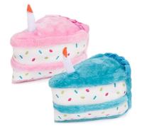 ZippyPaws Gâteau d'anniversaire - Jouet couineur pour chien pour les garder occupés, nourriture amusante en peluche pour chiens de petite, moyenne et grande taille, jouet en peluche mignon, produit