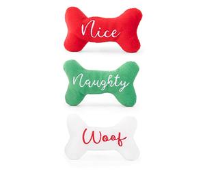 ZippyPaws - Holiday Miniz 3-Pack - Naughty and Nice Bones - Dog - Toy for Small Breeds