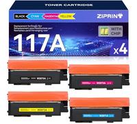 ZIPRINT 117A Cartouche de Toner pour HP 117A Compatible pour HP Color Laser MFP 178nw 178nwg MFP 179fnw 179fwg 150nw 150a W2070A W2071A W2072A W2073A (Noir Cyan Jaune Magenta, 4-Pack)