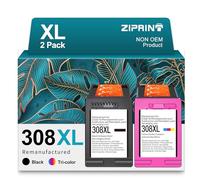 ZIPRINT 308 XL Cartouches en Remplacement des Cartouches HP 308, compatibles avec Les imprimantes HP Envy 6120e, 6132e, 6532e, 6520e, 6100e, 6110e, 6122e, 6130e, 6530e (Noir/Couleur, Pack de 2)