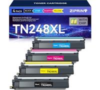 ZIPRINT TN248XL avec Puce Compatible pour Brother TN248XL TN-248 XL pour Brother DCP-L3560CDW MFC-L8390CDW HL-L3240CDW MFC-L3760CDW DCP-L3520CDWE MFC-L3740CDWE MFC-L3740CDW HL-L8240CDW(TN248XL-4P)