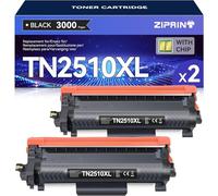 ZIPRINT TN2510XL TN-2510XL Cartouches de Toner Compatible avec Brother TN2510XL TN2510 pour Brother DCP-L2620DW DCP-L2627DWE MFC-L2860DWE MFC-L2800DW HL-L2400DWE DCP-L2660DW MFC-L2827DW(Noir*2P)