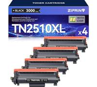 ZIPRINT TN2510XL TN-2510XL Compatible avec Brother HL-L2400DWE Toner TN2510XL pour Brother MFC-L2835DW Toner MCF-L2800DW MFC-L2827DW MFC-L2860DWE DCP-I2620DW DCP-L2627DW DCP-L2660DW Noir x 4P