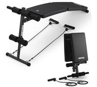 ZIPRO Banc Abdominaux Sixbox Incliné Pliable Réglable Extenseurs 110kg | Longueur 5 crans 520-670mm, rouleaux pieds et genoux 4 niveaux, cadre acier 35x35mm, seulement 8,2kg, replié 315x240x740mm