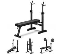 Banc de Musculation ZIPRO Core Plat et Pliable | Supports de Barre Réglables, Poignées Dips | Idéal pour Home Gym