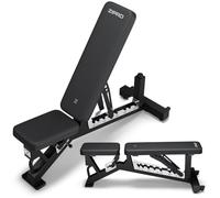 ZIPRO Banc de Musculation Powerhouse Pliable 8 Positions Inclinable 270kg | Dossier 94-180 degrés, assise 3 niveaux, cadre acier 70x70mm, mousse PU 55mm, roulettes et pieds de nivellement