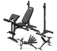 ZIPRO Banc de musculation réglable avec leg developer et pupitre à biceps set avec supports de barre séparés dossier inclinable avec décliné charge max 270 kg pour home gym