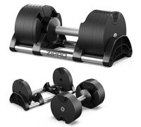Zipro Haltères ajustables Round, 1 pièce,haltère courte antidérapante 24 kg, poids ajustables, 12 réglages, système de poids de 2 à 24 kg, entraînement de force à domicile, forme ronde, Gym maison