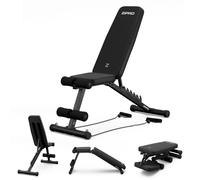 Zipro Tempo banc d'entraînement avec extenseur, banc de fitness, banc d'entraînement réglable, noir ensemble de bancs de musculation avec poids pliables réglables