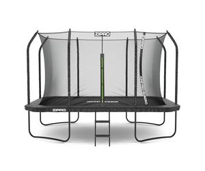ZIPRO Trampoline Extérieur - Trampoline de Jardin Rectangulaire avec Filet de Sécurité, Tapis de Saut et Échelle - Trampoline Familial Charge Max 150 kg - JumpPro Quadro Ø 366/472 cm