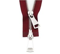 zips pour la couture, fermeture éclair, Fermetures à glissière métalliques à Double curseur bidirectionnel 70/90cm, for veste, accessoires de couture de vêtements, fournitures faites à la main(Wine Re