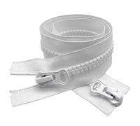 ZIPZSY 2 Pièces de Fermetures Éclair à Double Glissière #5, Zippers en Résine à Extrémité Ouverte, pour Couture, Confection de Vêtements, Sacs et Craft (White, 200cm)