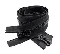 ZIPZSY 2 Pièces de Fermetures Éclair à Double Glissière #5, Zippers en Résine à Extrémité Ouverte, pour Couture, Confection de Vêtements, Sacs et Craft (Black, 60cm)