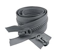 ZIPZSY 2 Pièces de Fermetures Éclair à Double Glissière #5, Zippers en Résine à Extrémité Ouverte, pour Couture, Confection de Vêtements, Sacs et Craft (Grey, 40cm)