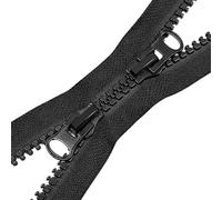 ZIPZSY 2 Pièces de Fermetures Éclair à Double Glissière #8, Zippers en Résine à Extrémité Ouverte, pour Couture, Confection de Vêtements, Sacs et Craft (Noir, 65cm)