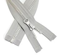ZIPZSY 2PCS #5 Fermetures Éclair en Résine à Extrémité Ouverte (Un seul sens), à Glissière Simple, Fermetures Séparables pour Vêtements et Couture (Gris, 60cm)