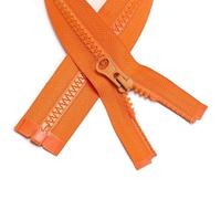 ZIPZSY 2PCS #5 Fermetures Éclair en Résine à Extrémité Ouverte (Un seul sens), à Glissière Simple, Fermetures Séparables pour Vêtements et Couture (Orange, 40cm)