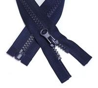 ZIPZSY 2PCS #5 Fermetures Éclair en Résine à Extrémité Ouverte (Un seul sens), à Glissière Simple, Fermetures Séparables pour Vêtements et Couture (Bleu Marine, 40cm)